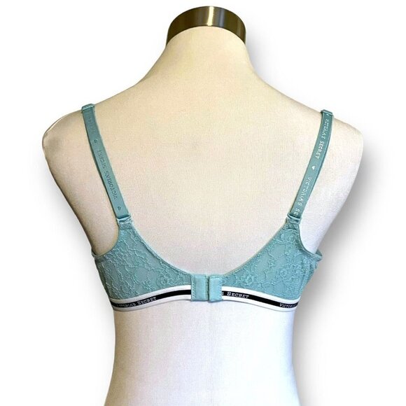 Victorias Secret 38C Lined Demi Bra Light Blue Lace Underwire Multi Way Straps - Picture 3 of 6